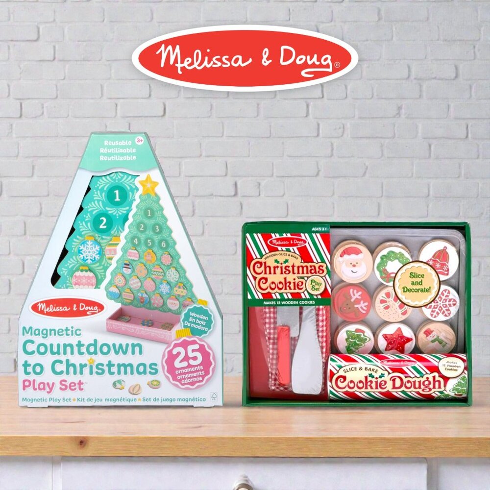Melissa & Doug Wooden Play Set Bundle: Christmas Cookie & Countdown to Christmas